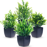 4 Pack Mini Artificial Eucalyptus Plants in Black Pot for Home Office Decor Green Plant