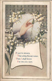 Flowers Lily Valley & Woman's Hand with Sentimental Verse Romance Vintage PC Lily