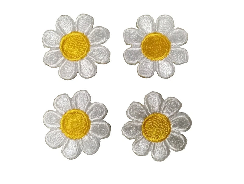 2987SW Lot 4Pcs 1" White Yellow  Daisy Flower Embroidery Iron On Applique Patch Daisies