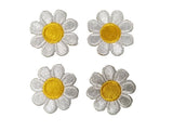 2987SW Lot 4Pcs 1" White Yellow  Daisy Flower Embroidery Iron On Applique Patch Daisies