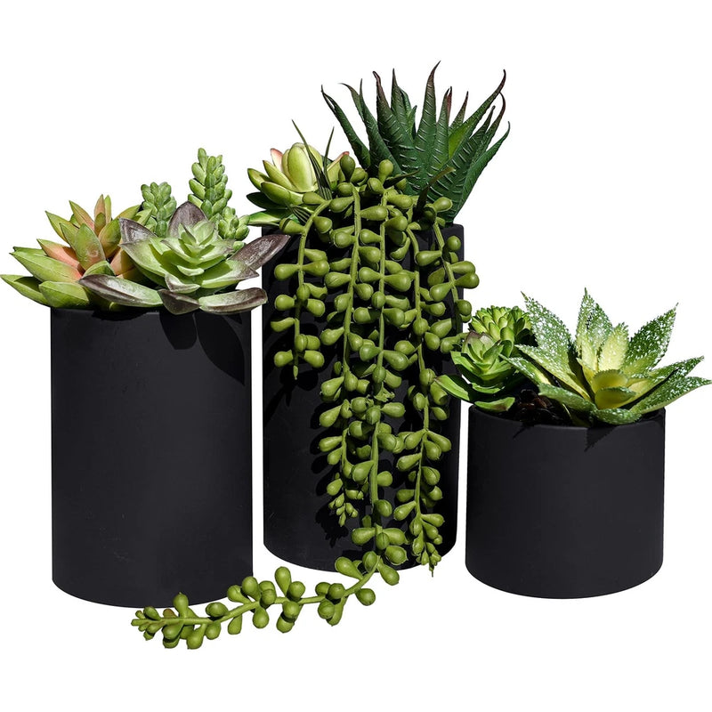 Set of 3 Artificial Plants Decor Greenery Fake Succulents Indoor Potted Fake ... Green Plant