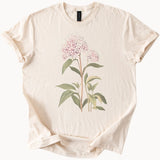 Hydrangea Blossom Graphic T Shirt Pink Flower Botanical Art Cotton Tee Shirt Hydrangea