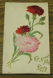 Vintage Postcard Floral Carnation Flowers Material Flower Heads Go Greet My Love Carnation