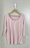 Pure Jill J Jill Asymmetric Button Tunic Pink Scoop Neck M Petite Cotton Modal Roses