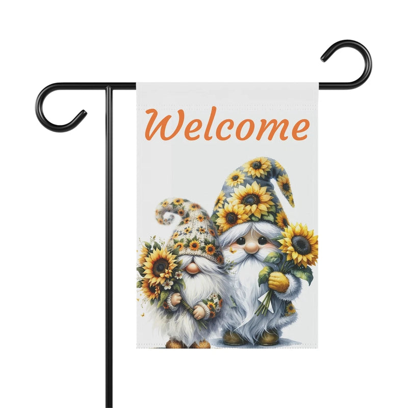 Welcome Sunflower Gnome Garden & House Banner, Welcome Gnome Flag Sunflower