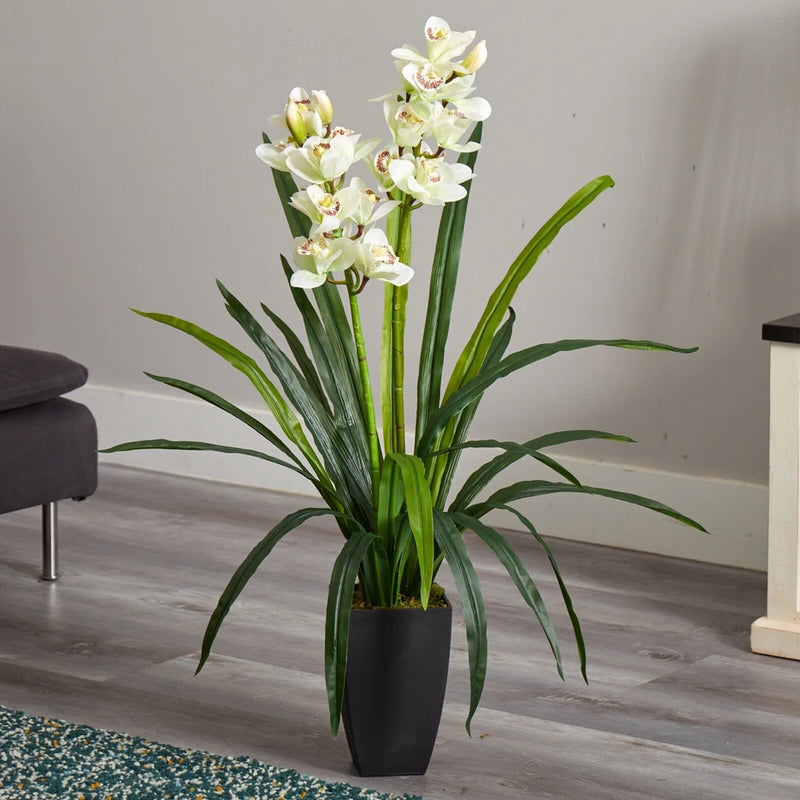 39" Large Cymbidium Orchid Artificial Plant Home Decor (Real Touch). Retail $99 Flowering Plants