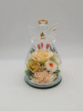 Glass Angel w/ Gold ~Roses~Babys Breath~Hydrangea, Light Up Everlasting Bouquet Hydrangea