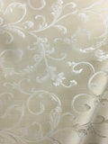 IVORY Brocade Flower Floral Upholstery Drapery Fabric (110 in.) Sold By The Yard Flowering Plants