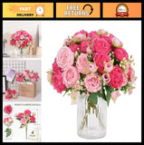 4 Packs Mixed Pink Artificial Peonies - Silk Flowers Bouquet for Wedding, Home D Peony