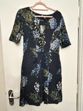 Next Hydrangea Floral Dress UK 12 BNWT Pockets Stretchy Winter Jersey Soft New Hydrangea