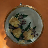 Vintage Glass Dried Flowers Wall Art Sun Catcher Round Copper Frame Boho Dried Flower