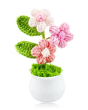 Handmade Crochet Flower Potted Plant, Mini Knitted Artificial Flowers for Car... Green Plant