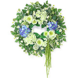 26 Hydrangea & Eucalyptus Wreath Large Artificial Silk Flowers Outdoor Decor Hydrangea