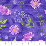 Pressed Flowers cotton quilt fabric Northcott 24648-88 Purple Floral Flowering Plants