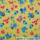 BonEful Fabric Cotton Quilt Yellow Aqua Blue Pink Flower Easter Garden FL SCRAP Flowering Plants