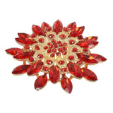 Rhinestone Flower Brooch Pin Large Crystal Sunflower Lapel Pin Red Sunflower