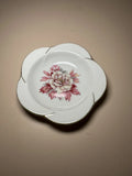 Fuji China Japan Saucer Plate Peony Ruffled Wide Border Trinket Dish Flower Peony