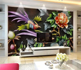 3D Peony Flower Bird ZHUA7118 Wallpaper Wall Murals Removable Self-adhesive Amy Peony