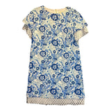 Sail to Sable Hydrangea Print Shift Dress Size 10 Blue Floral Lace Trim Beachy Hydrangea