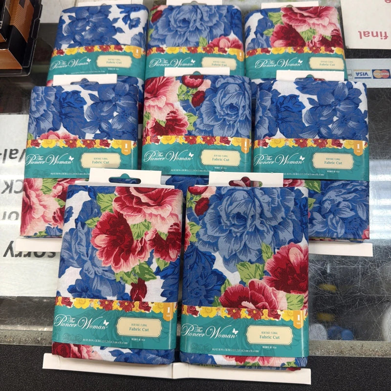 Pioneer Woman Heritage floral Fabric Cut 1 Yard  Cotton 44/45" Wx 36"L(8 Pcs) Flowering Plants