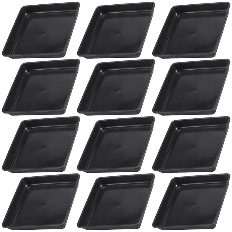 15-pack black square plastic plant saucer drip trays with raised edges