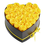 Uimoso 27 Preserved Roses in Heart-Shaped Box - Eternal Yellow Bouquet Roses