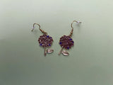 pink/purple & gold tone hydrangea flower drop earrings on gold tone wires new! Hydrangea