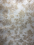 IVORY GOLD Floral Brocade Fabric (60 in.) Sold By The Yard Flowering Plants