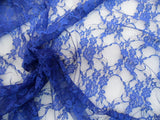 Discount Fabric Stretch Mesh Lace Dark Blue Floral Sheer Metallic Sheen B703 Flowering Plants