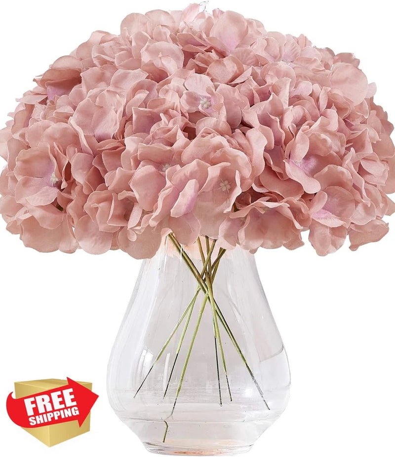 KISLOHUM Dusty Rose Artificial Hydrangea Flower Heads 10 Silk Stems Hydrangea
