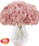 KISLOHUM Dusty Rose Artificial Hydrangea Flower Heads 10 Silk Stems Hydrangea