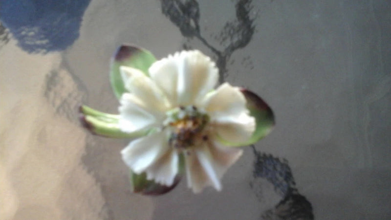 Vintage Cara China Staffordshire Bone China White Carnation Brooch England Carnation