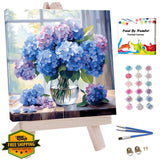 JUJUHOOD Hydrangeas Paint by Numbers Kit 10x10 Inch Beginner Flower Art Hydrangea