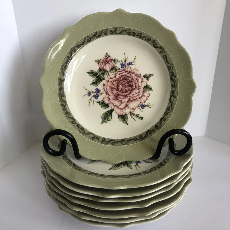 Princess House Vintage Garden 9" Luncheon Plates #1481 Lilac Hydrangea Set Of 8 Hydrangea