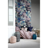 Non-Woven wallpaper Blue lily tropical Serenity & Quartz Rose Floral Home Mural Lily