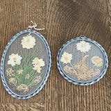 Vintage Dried Pressed Flowers Pewter Frame Window Suncatcher Dried Flower