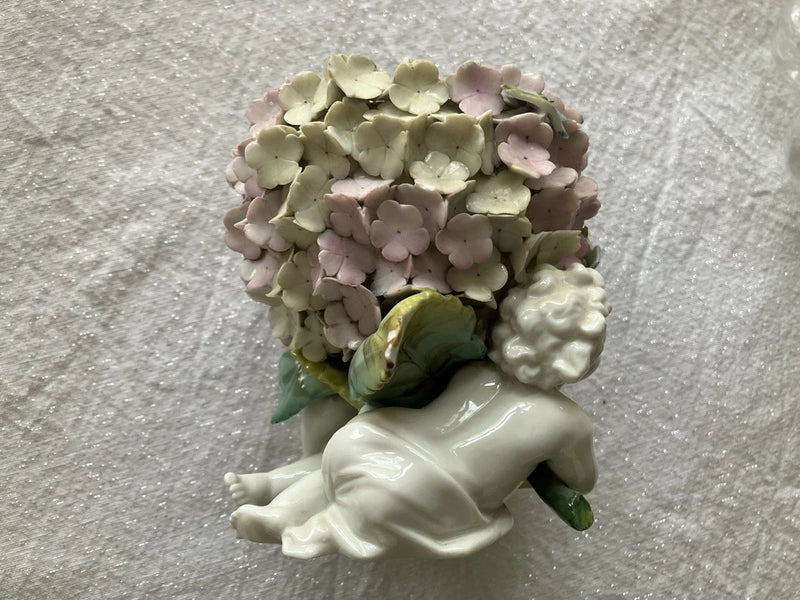 Precious Rare Centerpiece German Porcelain Collection Hydrangea Putti Hydrangea