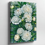Lush Arrangement Of White Peonies In Full Bloom, Showcasing Wall Art Home Decor Peony
