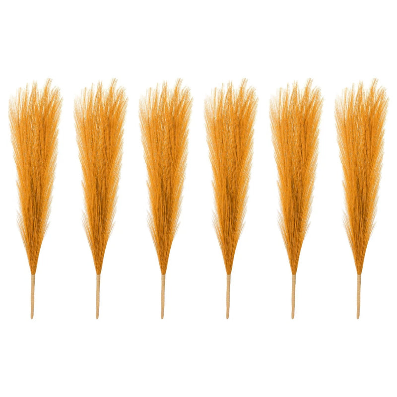6 Pcs 17 Inch Faux Pampas Grass Artificial Boho Decor Golden Pampas Grass