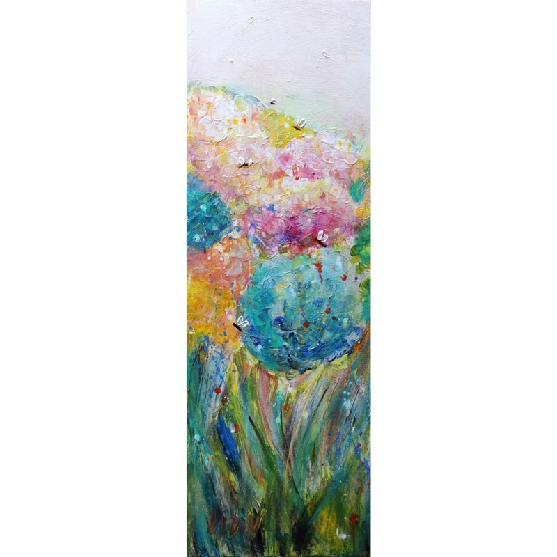 Tall Vertical Painting Bees Butterflies Spring Hydrangeas Original Painting Hydrangea