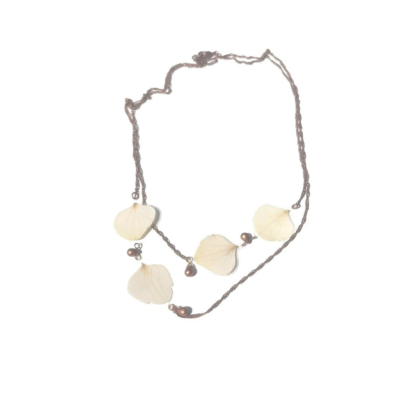 Impressed By Nature Hydrangea Necklace Handmade Pressed Flower Copper Chain Eco Hydrangea