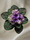 8" ARTIFICIAL Semi-Miniature African Violet  -  purple with green edge Green Plant