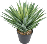 Large Artificial Agave Plant in Pot with Stone Pebbles - 15" Tall, 81 Leaves Green Plant
