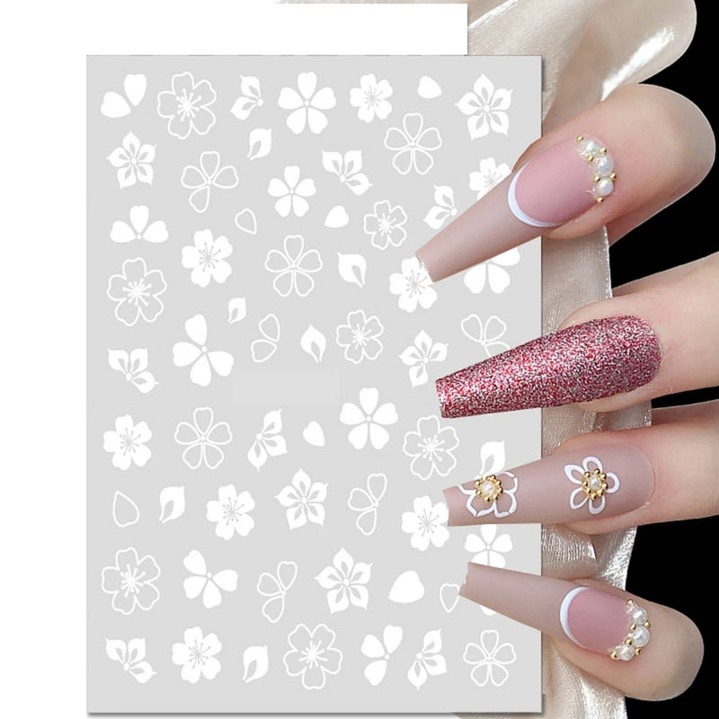 Nail Art Stickers Transfers Decals White Spring Flowers Fern Daisy Daisies J1867 Daisies