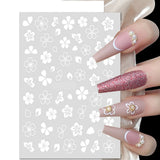 Nail Art Stickers Transfers Decals White Spring Flowers Fern Daisy Daisies J1867 Daisies