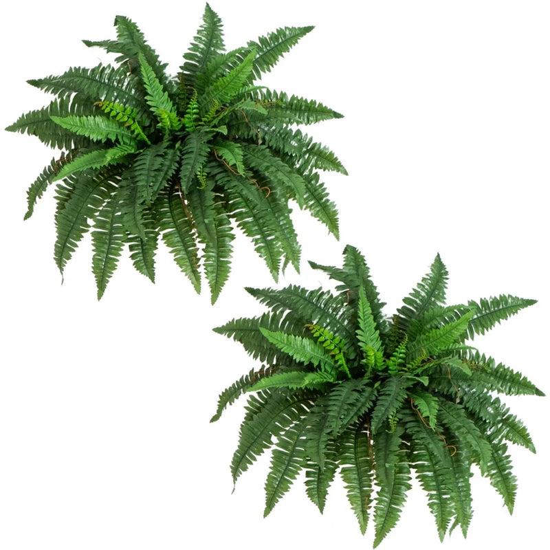 Nearly Natural 40in Hanging Artificial Fern Plant, Set of 2  Realistic Silk P... Green Plant