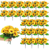 24 Bundles Artificial Sunflowers Fake Outdoor UV Resistant Fall Flowers for Home Sunflower