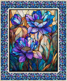 Mosaic Blooms Stained Glass Fowers Floral 36x44" Cotton Fabric Panel Flowering Plants