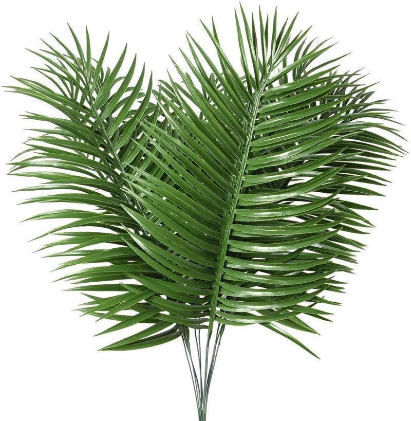HANDIC 12pcs Artificial Palm Leaves Tropical Plant Outdoor UV Resistant Faux ... Green Plant