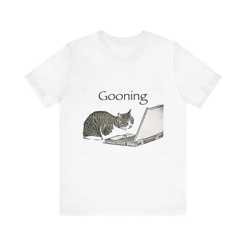 Gooning Cat Short Sleeve Tee Shirt Graphic Print Crewneck Unisex Gift NEW Roses